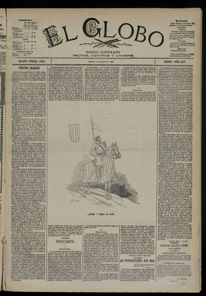 Miniatura de El Globo : diario ilustrado  del 7 de abril de 1891,nº 5632
