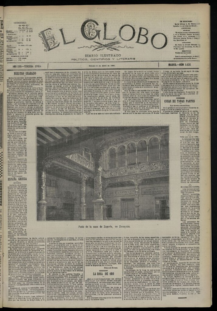 Miniatura de El Globo : diario ilustrado  del 11 de abril de 1891,nº 5636