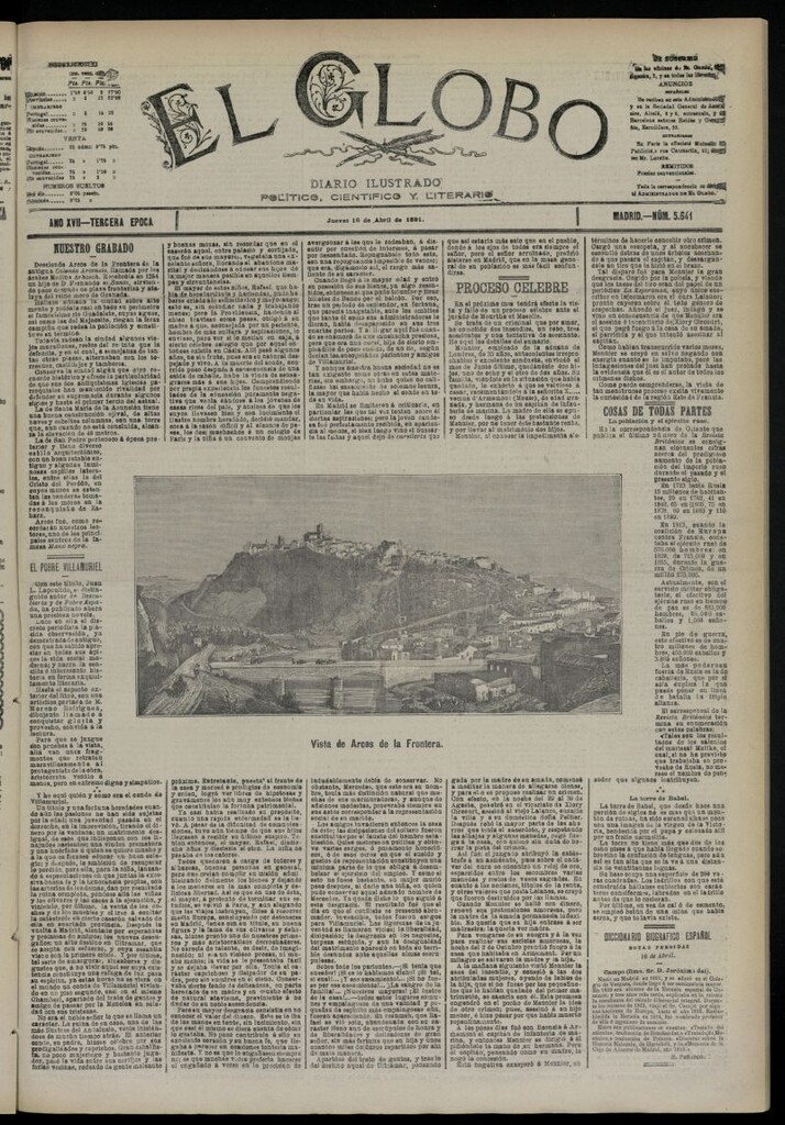 Miniatura de El Globo : diario ilustrado  del 16 de abril de 1891,nº 5641