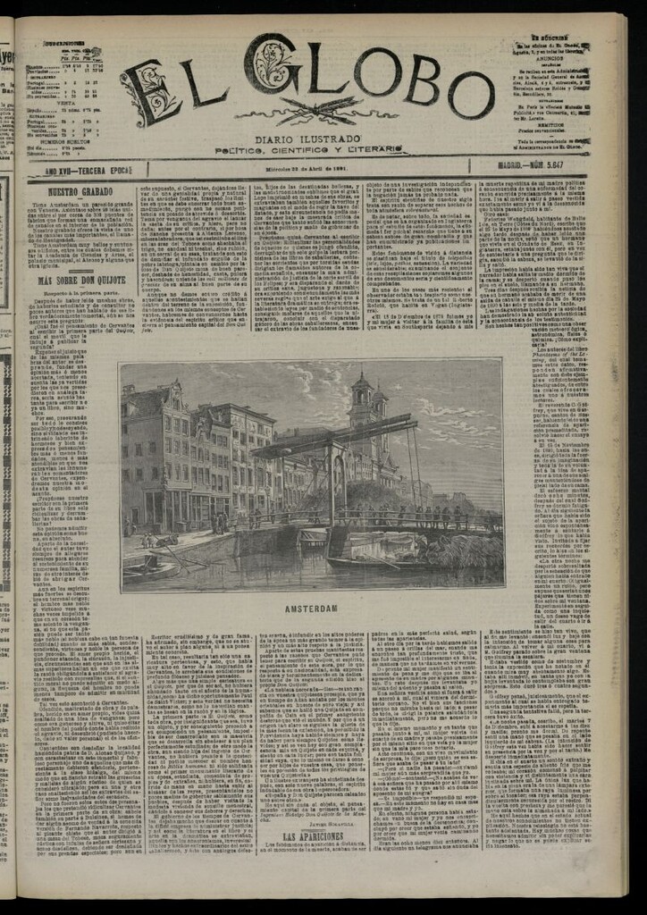 Miniatura de El Globo : diario ilustrado  del 22 de abril de 1891,nº 5647