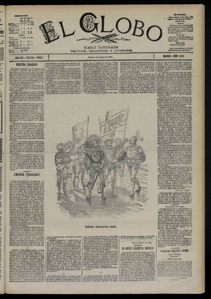Miniatura de El Globo : diario ilustrado  del 28 de abril de 1891,nº 5653