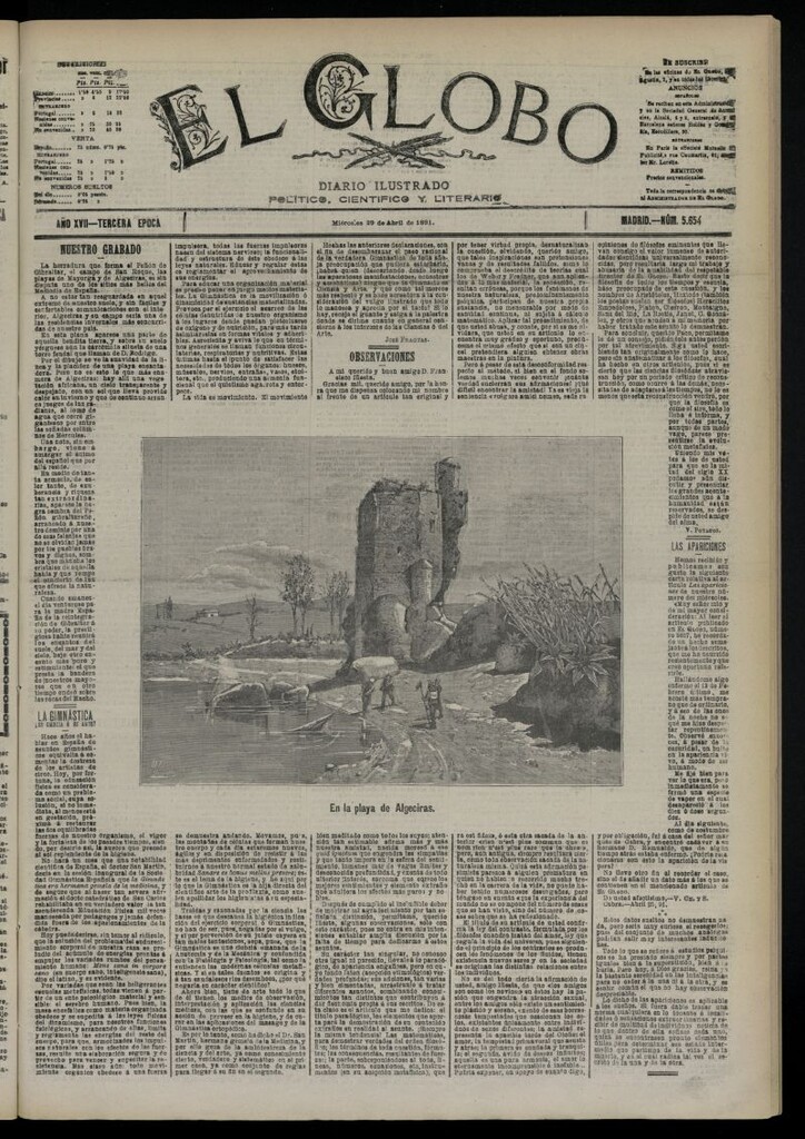 Miniatura de El Globo : diario ilustrado  del 29 de abril de 1891,nº 5654