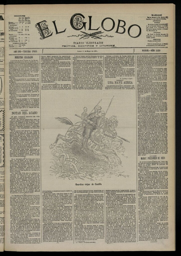 Miniatura de El Globo : diario ilustrado  del 4 de mayo de 1891,nº 5659