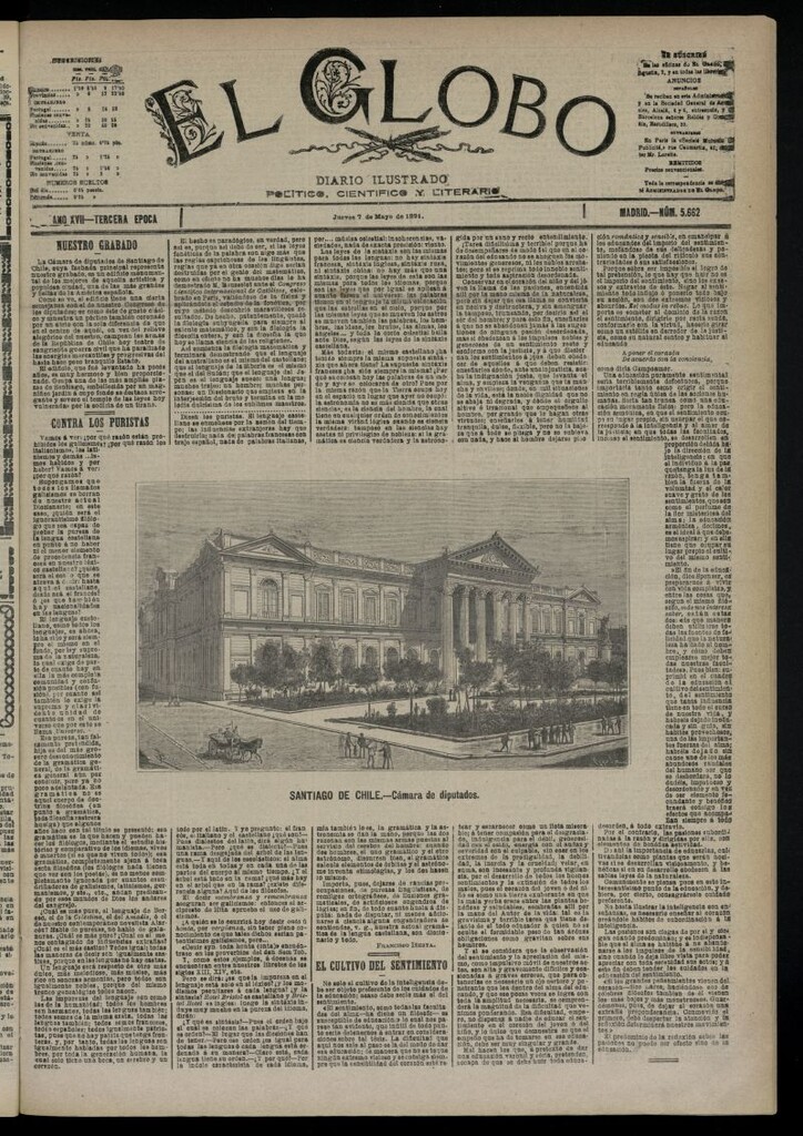 Miniatura de El Globo : diario ilustrado  del 7 de mayo de 1891,nº 5662