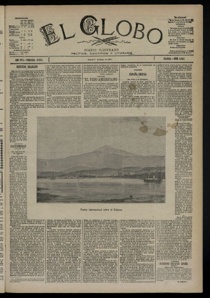 Miniatura de El Globo : diario ilustrado  del 9 de mayo de 1891,nº 5664