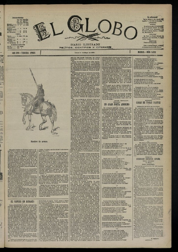 Miniatura de El Globo : diario ilustrado  del 11 de mayo de 1891,nº 5666