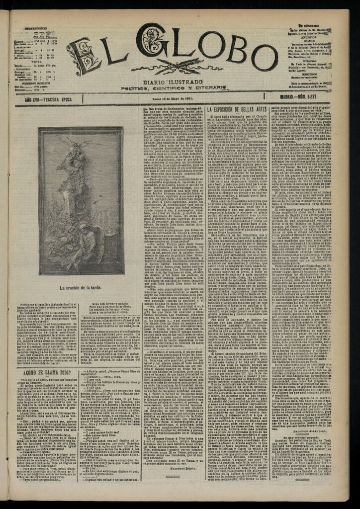 Miniatura de El Globo : diario ilustrado  del 18 de mayo de 1891,nº 5672