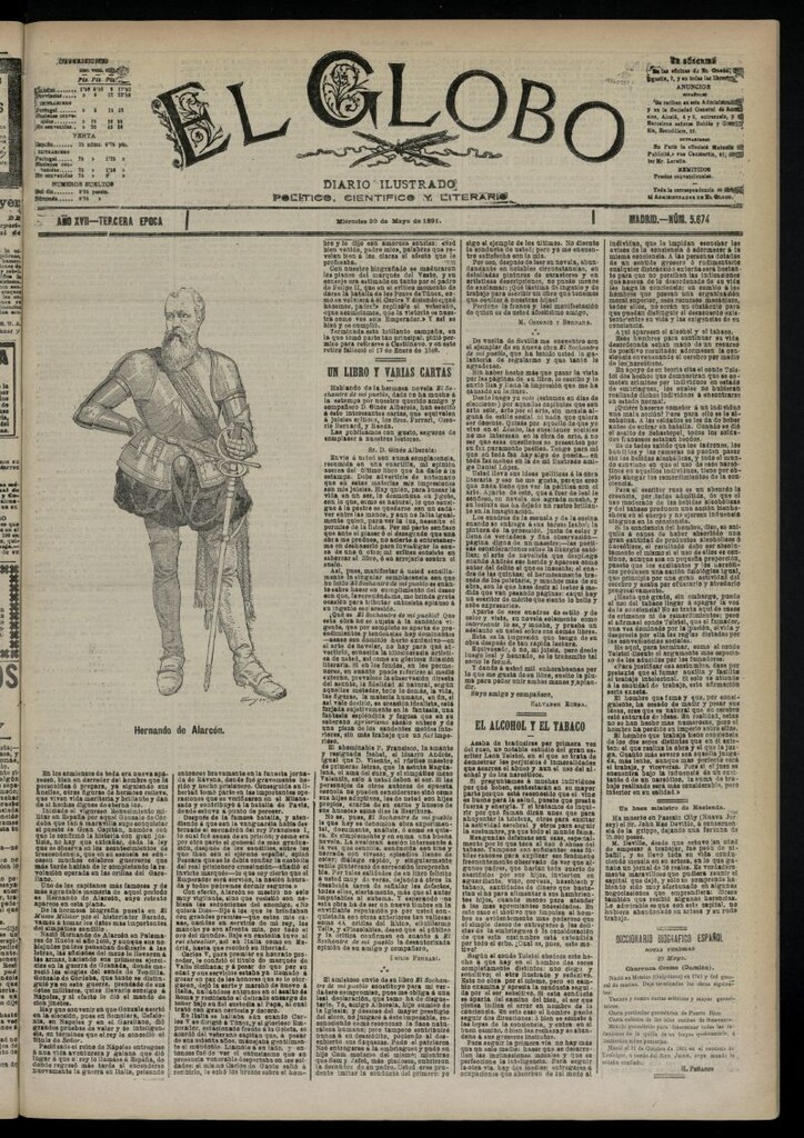 Miniatura de El Globo : diario ilustrado  del 20 de mayo de 1891,nº 5674