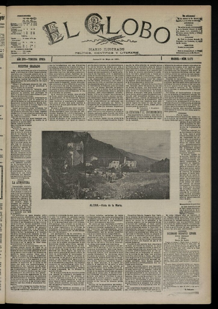 Miniatura de El Globo : diario ilustrado  del 21 de mayo de 1891,nº 5675