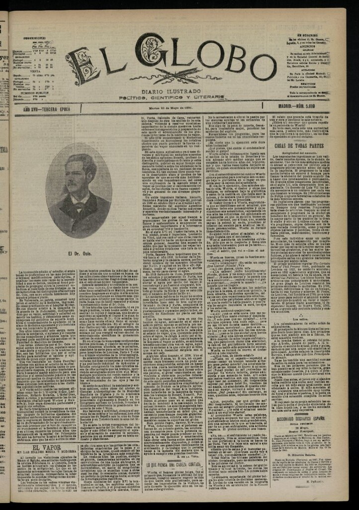 Miniatura de El Globo : diario ilustrado  del 26 de mayo de 1891,nº 5680