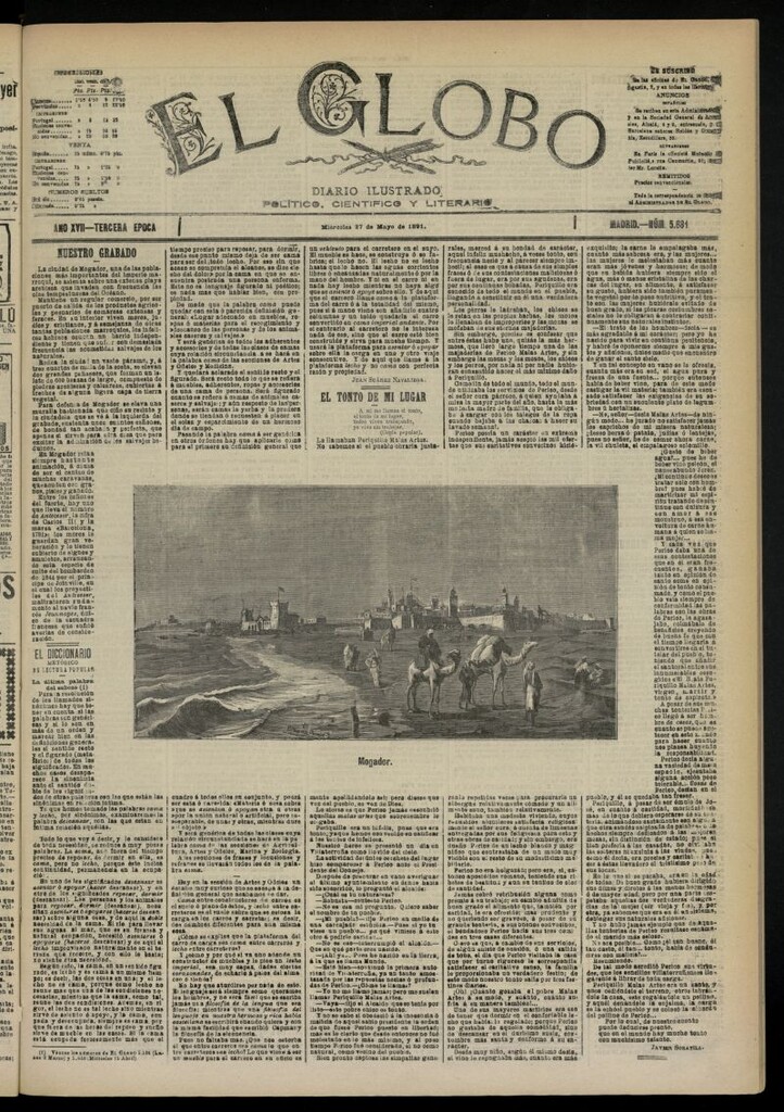 Miniatura de El Globo : diario ilustrado  del 27 de mayo de 1891,nº 5681