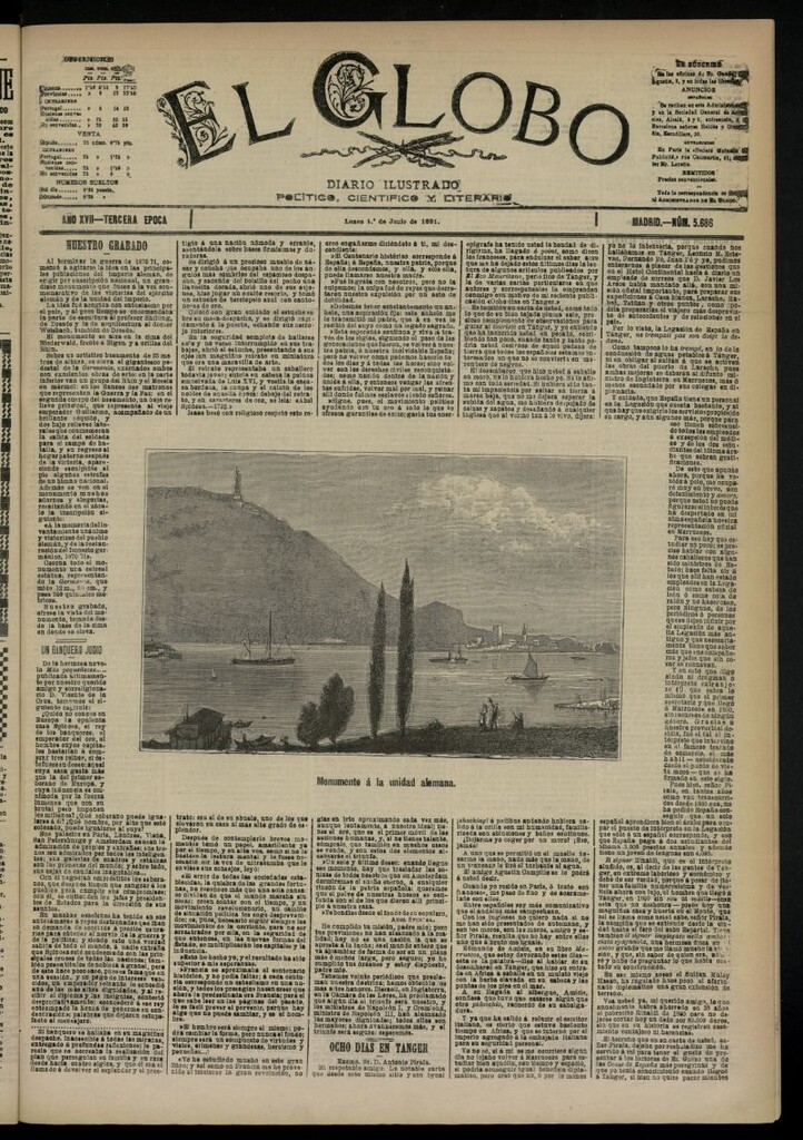 Miniatura de El Globo : diario ilustrado  del 1 de junio de 1891,nº 5686