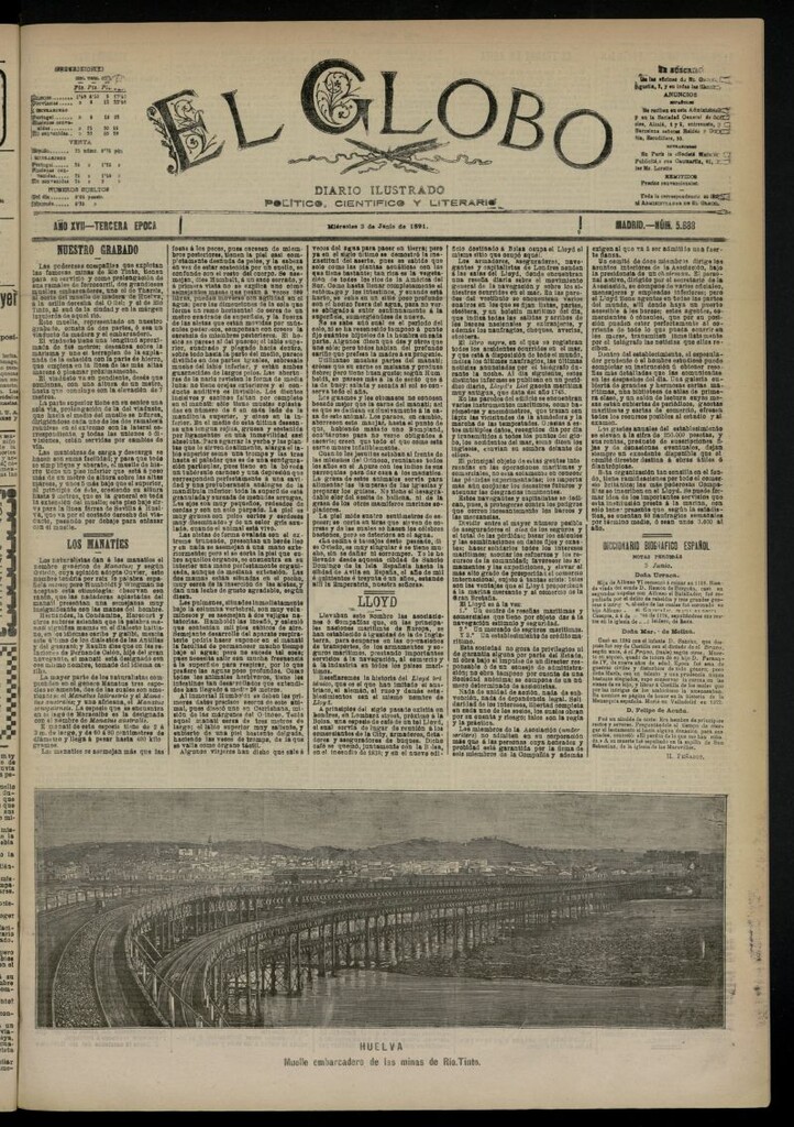Miniatura de El Globo : diario ilustrado  del 3 de junio de 1891,nº 5688