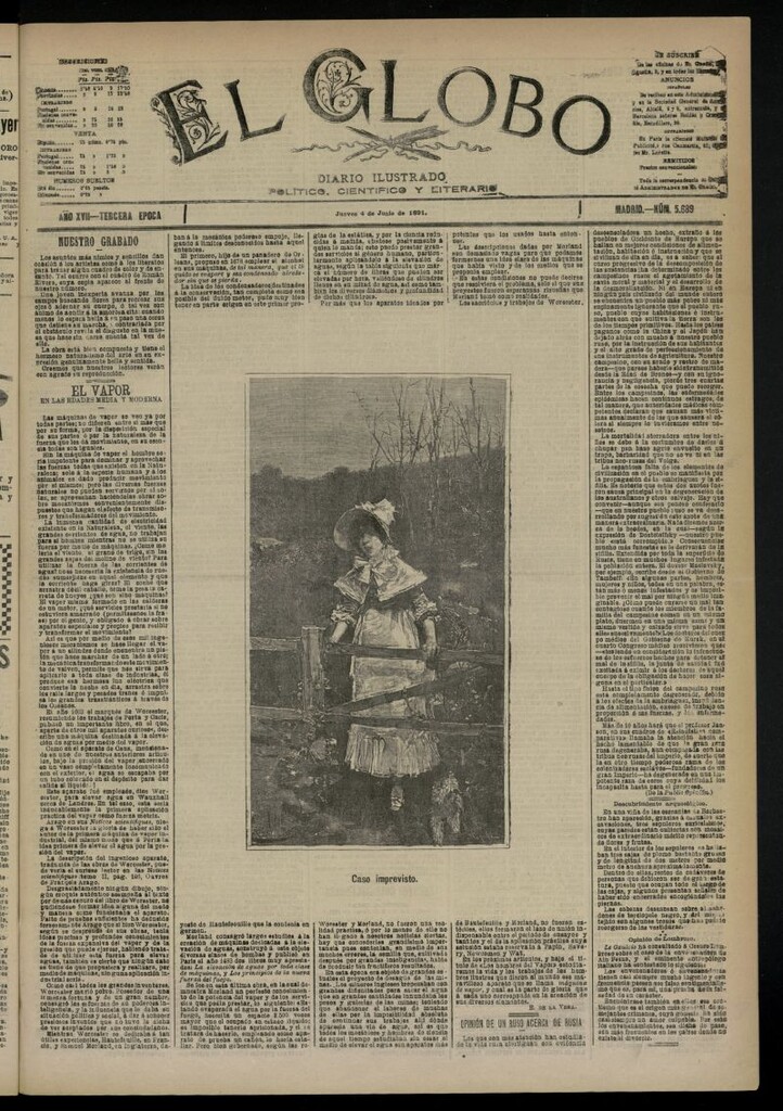 Miniatura de El Globo : diario ilustrado  del 4 de junio de 1891,nº 5689