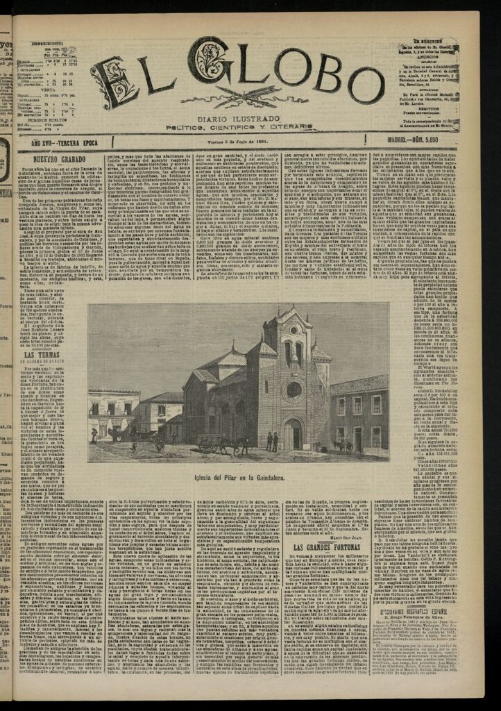 Miniatura de El Globo : diario ilustrado  del 5 de junio de 1891,nº 5690