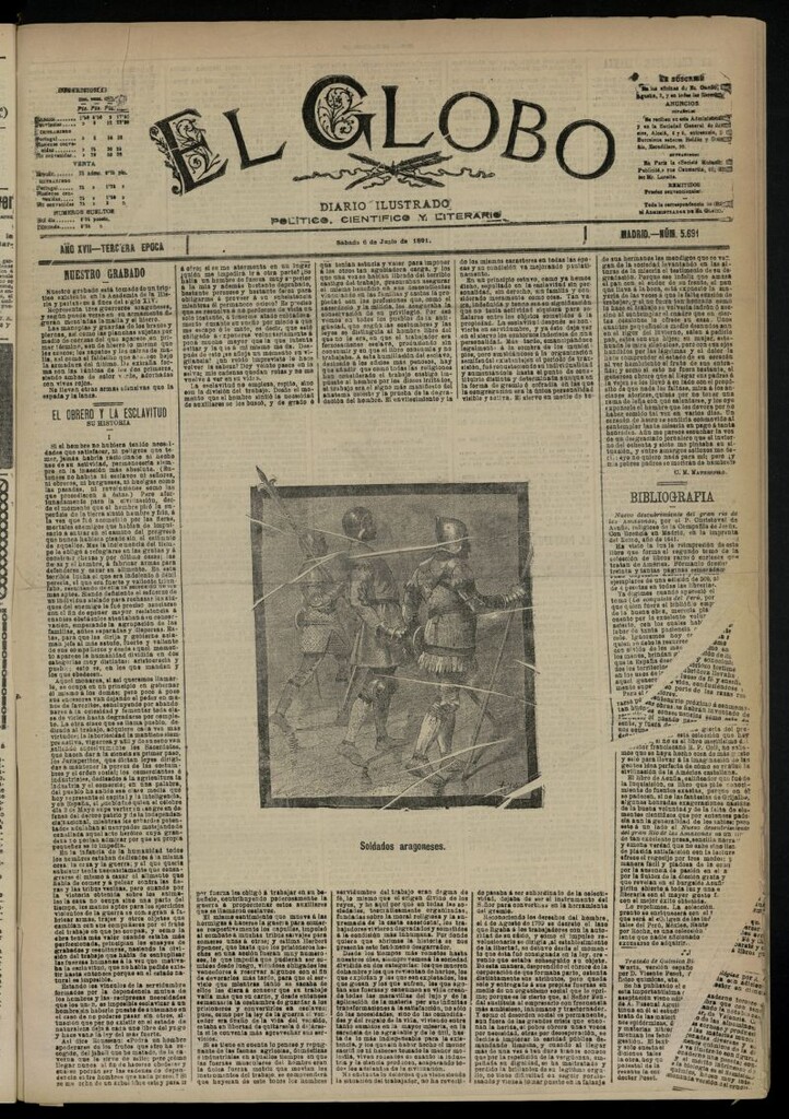 Miniatura de El Globo : diario ilustrado  del 6 de junio de 1891,nº 5691