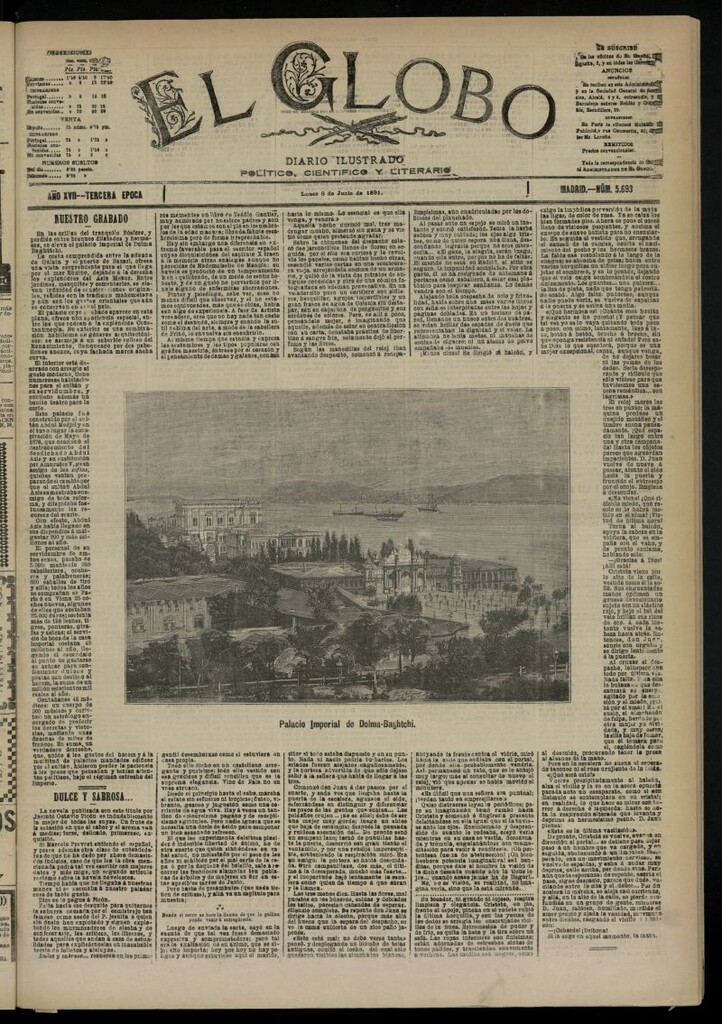 Miniatura de El Globo : diario ilustrado  del 8 de junio de 1891,nº 5693