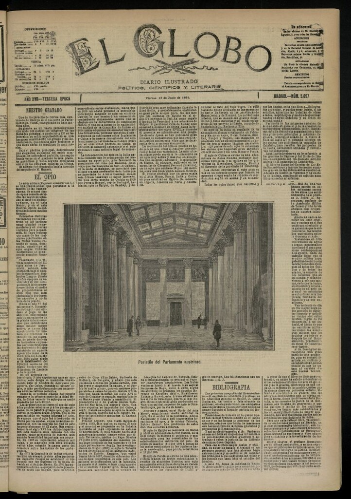 Miniatura de El Globo : diario ilustrado  del 12 de junio de 1891,nº 5697