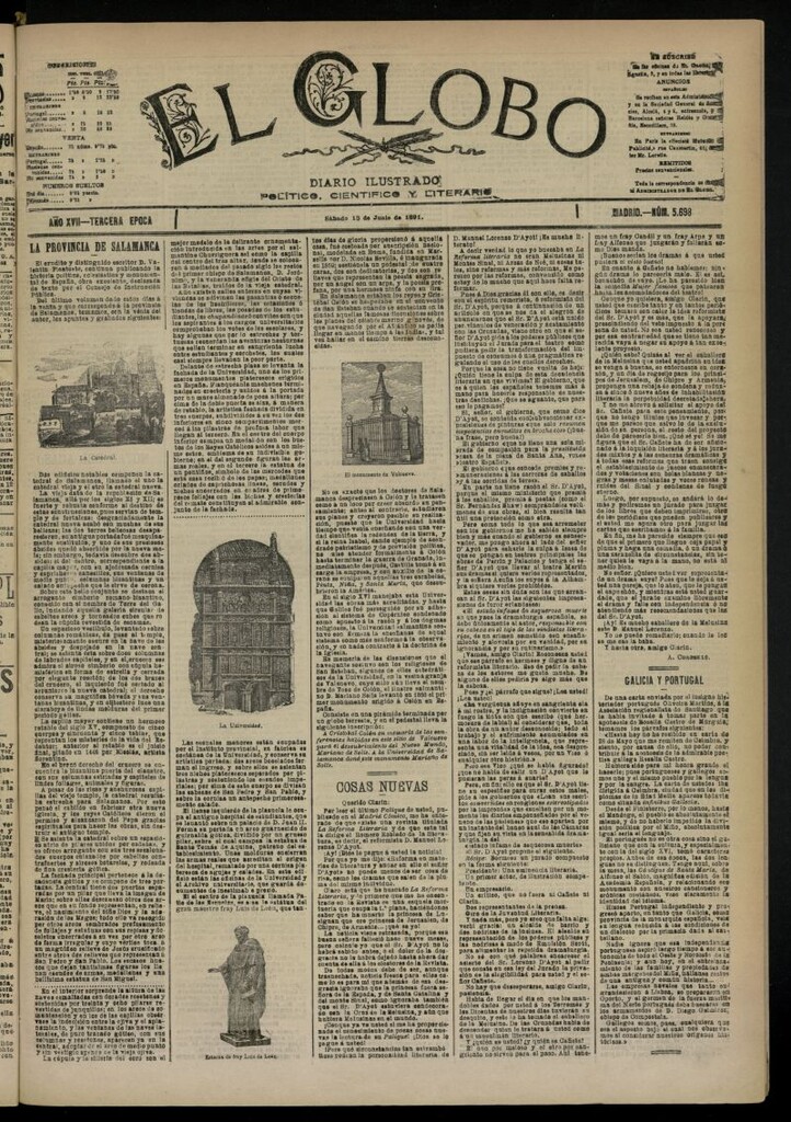 Miniatura de El Globo : diario ilustrado  del 13 de junio de 1891,nº 5698