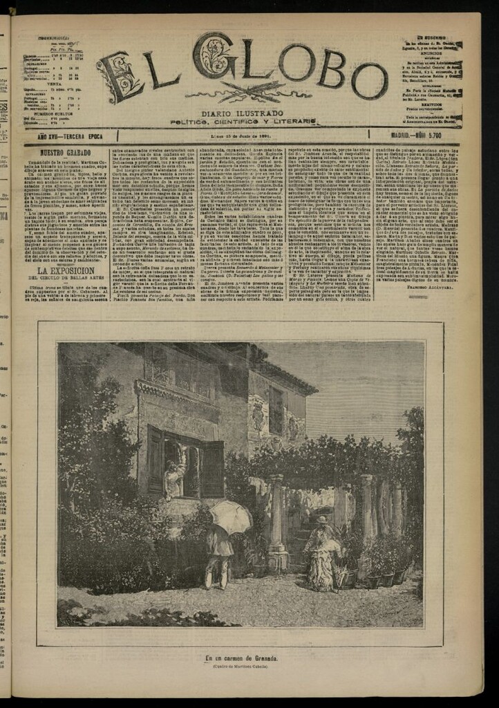 Miniatura de El Globo : diario ilustrado  del 15 de junio de 1891,nº 5700