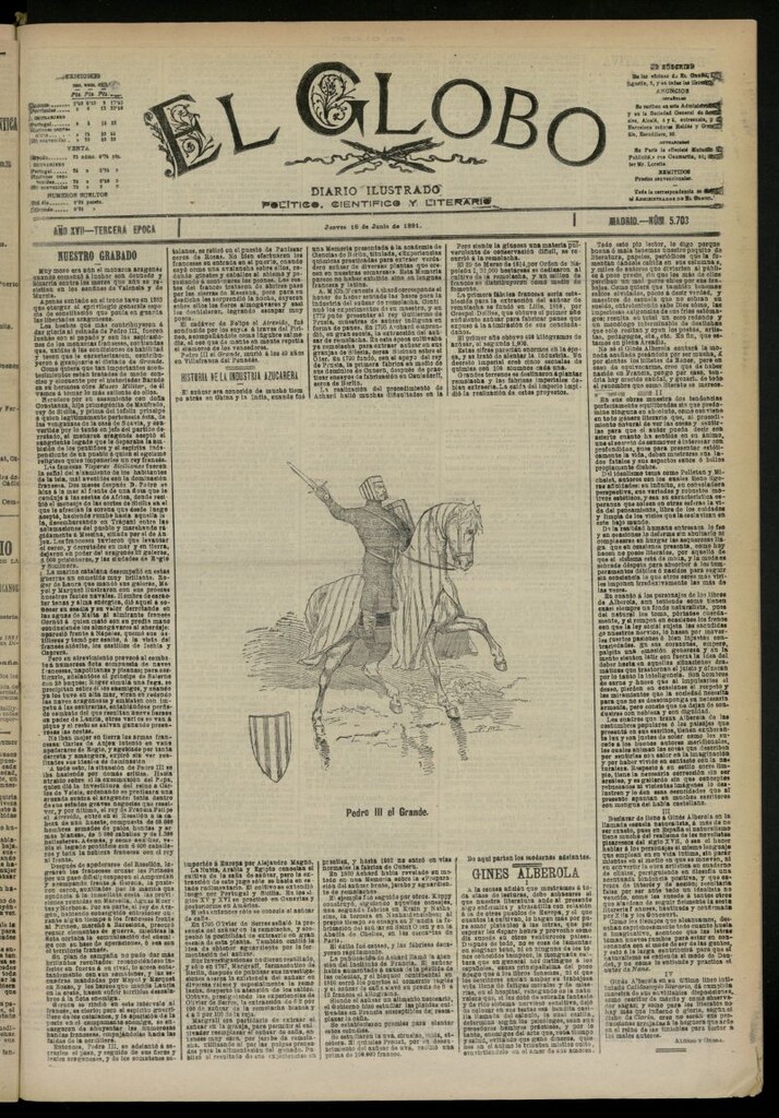 Miniatura de El Globo : diario ilustrado  del 18 de junio de 1891,nº 5703
