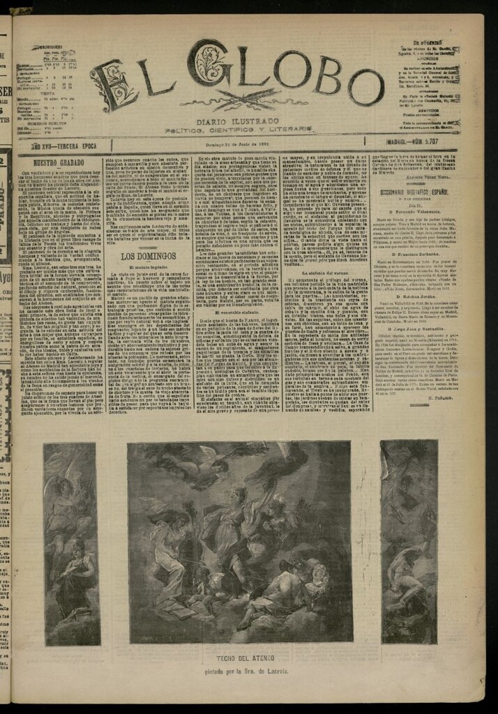 Miniatura de El Globo : diario ilustrado  del 21 de junio de 1891,nº 5707