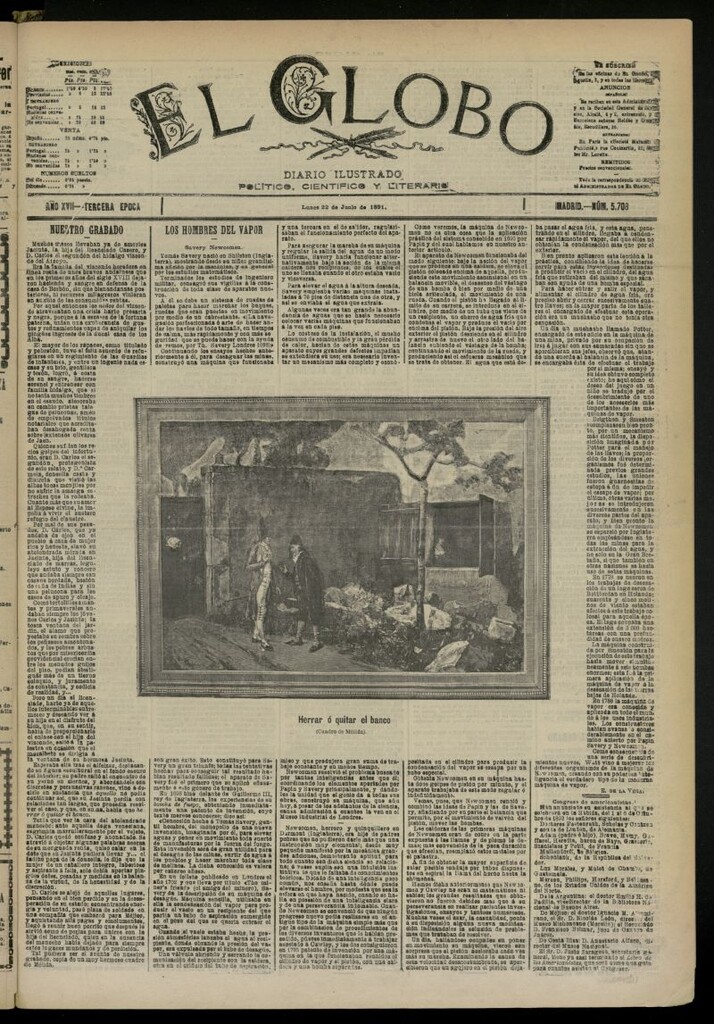 Miniatura de El Globo : diario ilustrado  del 22 de junio de 1891,nº 5708