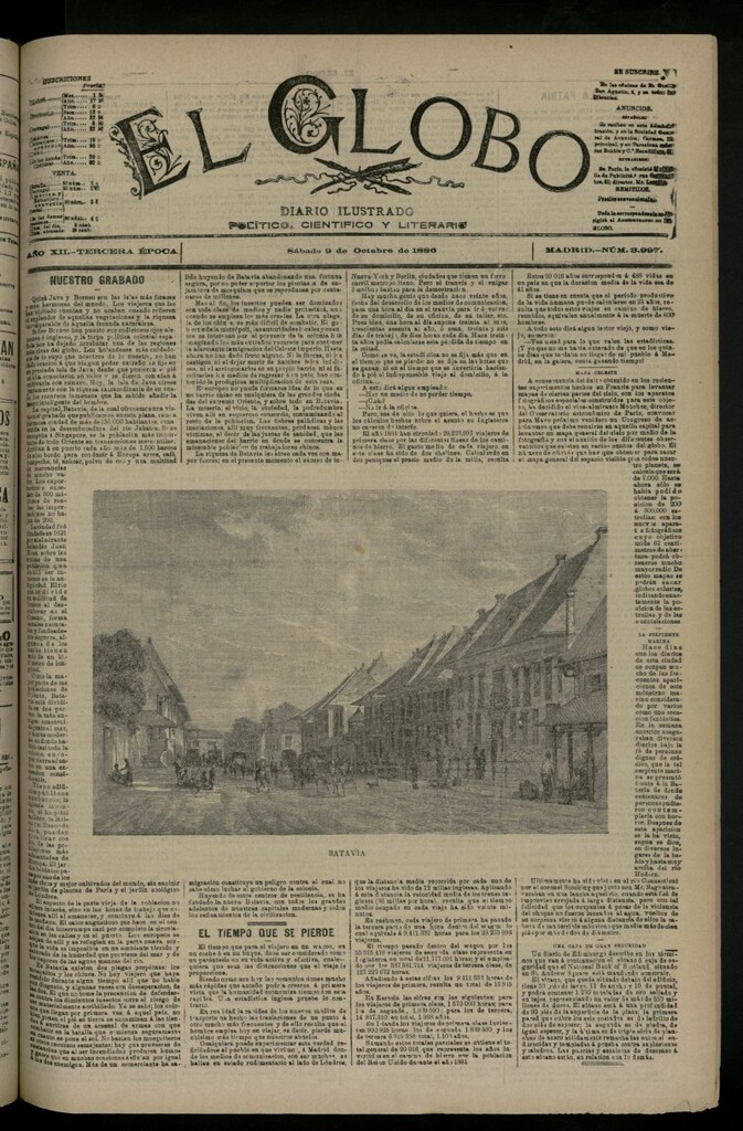 Miniatura de El Globo : diario ilustrado del 9 de octubre de 1886, nº 3997