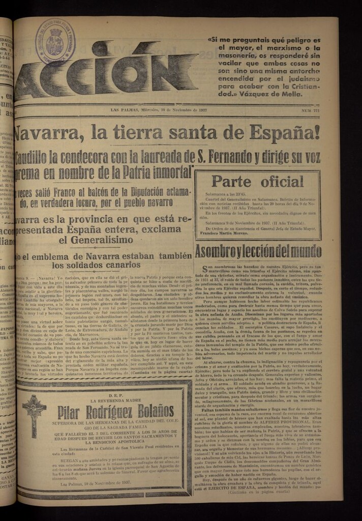 Miniatura de Acción (Las Palmas de Gran Canaria) del 10 de noviembre de 1937, nº 771