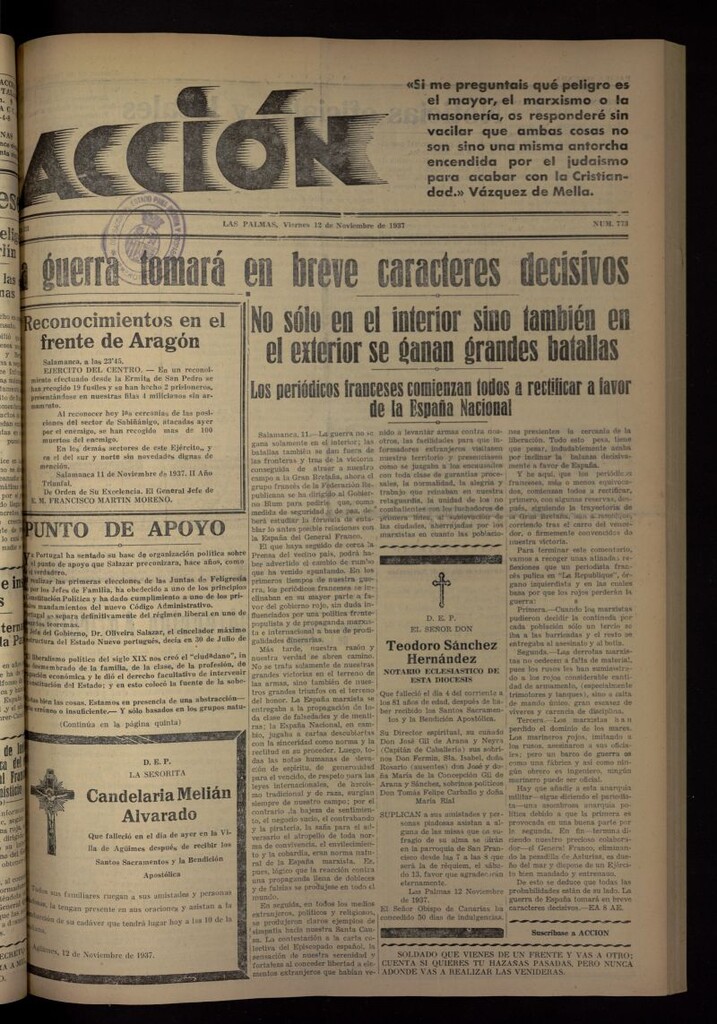 Miniatura de Acción (Las Palmas de Gran Canaria) del 12 de noviembre de 1937, nº 773