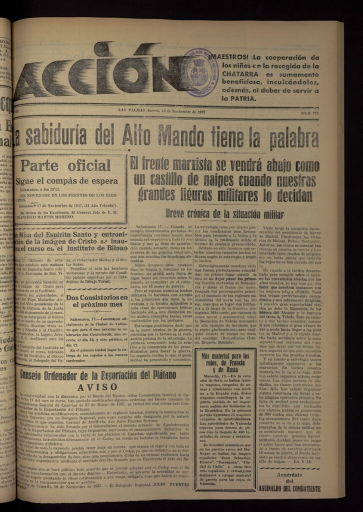Miniatura de Acción (Las Palmas de Gran Canaria) del 18 de noviembre de 1937, nº 778
