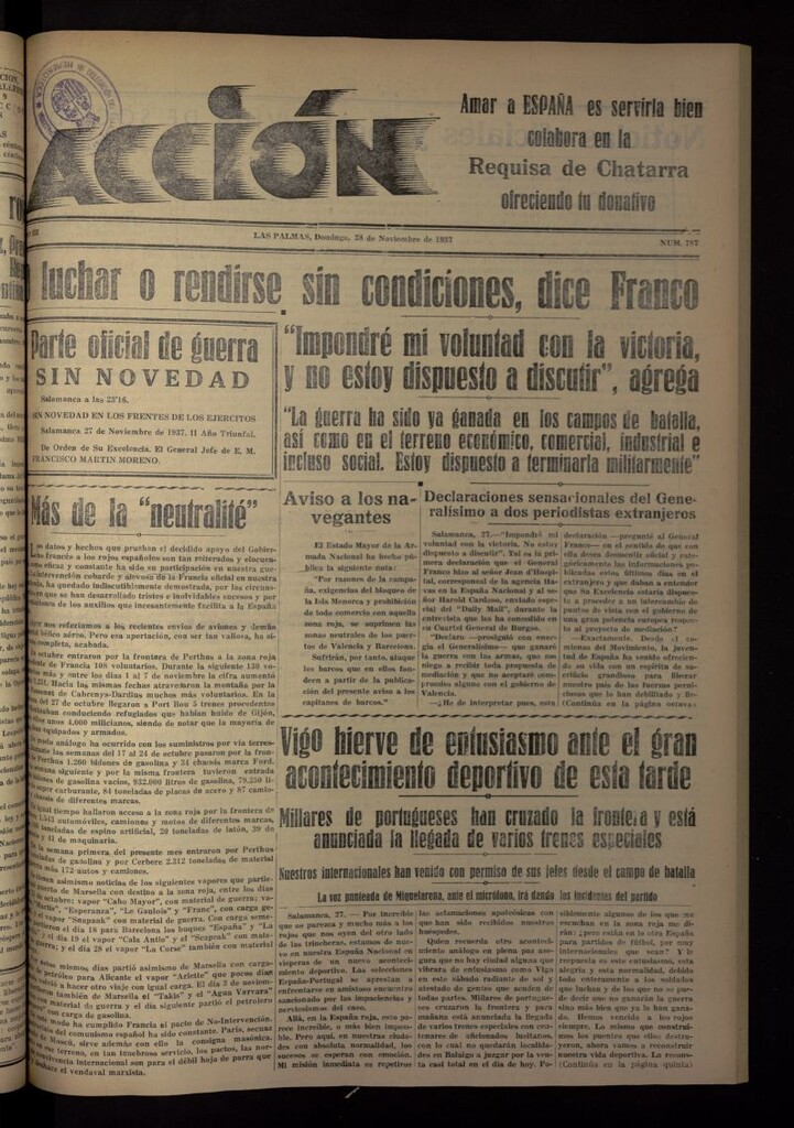 Miniatura de Acción (Las Palmas de Gran Canaria) del 28 de noviembre de 1937, nº 787