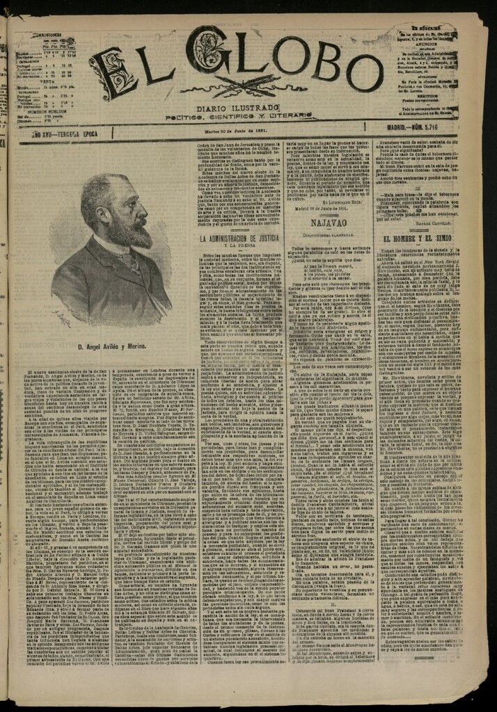 Miniatura de El Globo : diario ilustrado  del 30 de junio de 1891,nº 5716