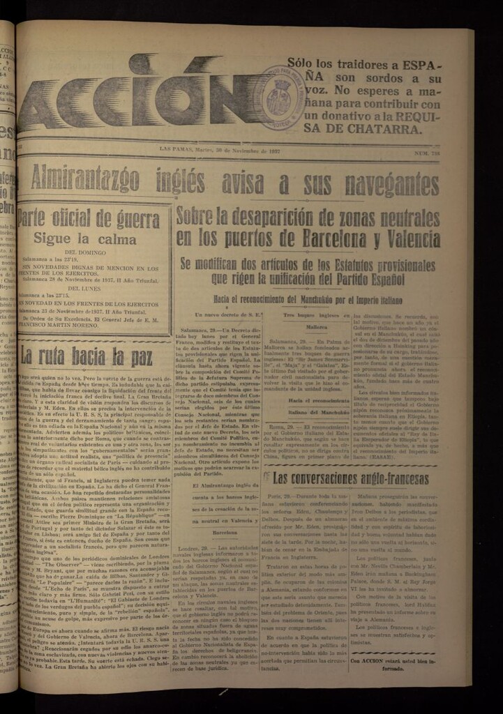Miniatura de Acción (Las Palmas de Gran Canaria) del 30 de noviembre de 1937, nº 788