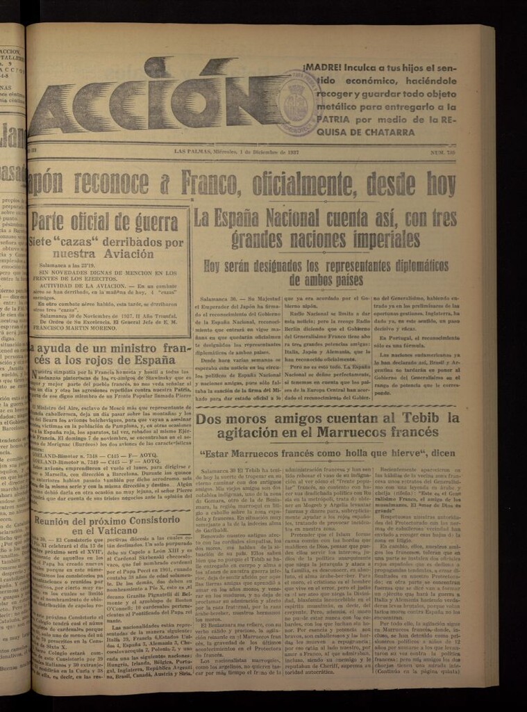 Miniatura de Acción (Las Palmas de Gran Canaria) del 1 de diciembre de 1937, nº 789