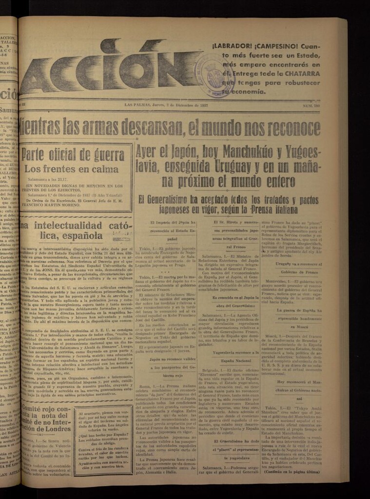 Miniatura de Acción (Las Palmas de Gran Canaria) del 2 de diciembre de 1937, nº 790