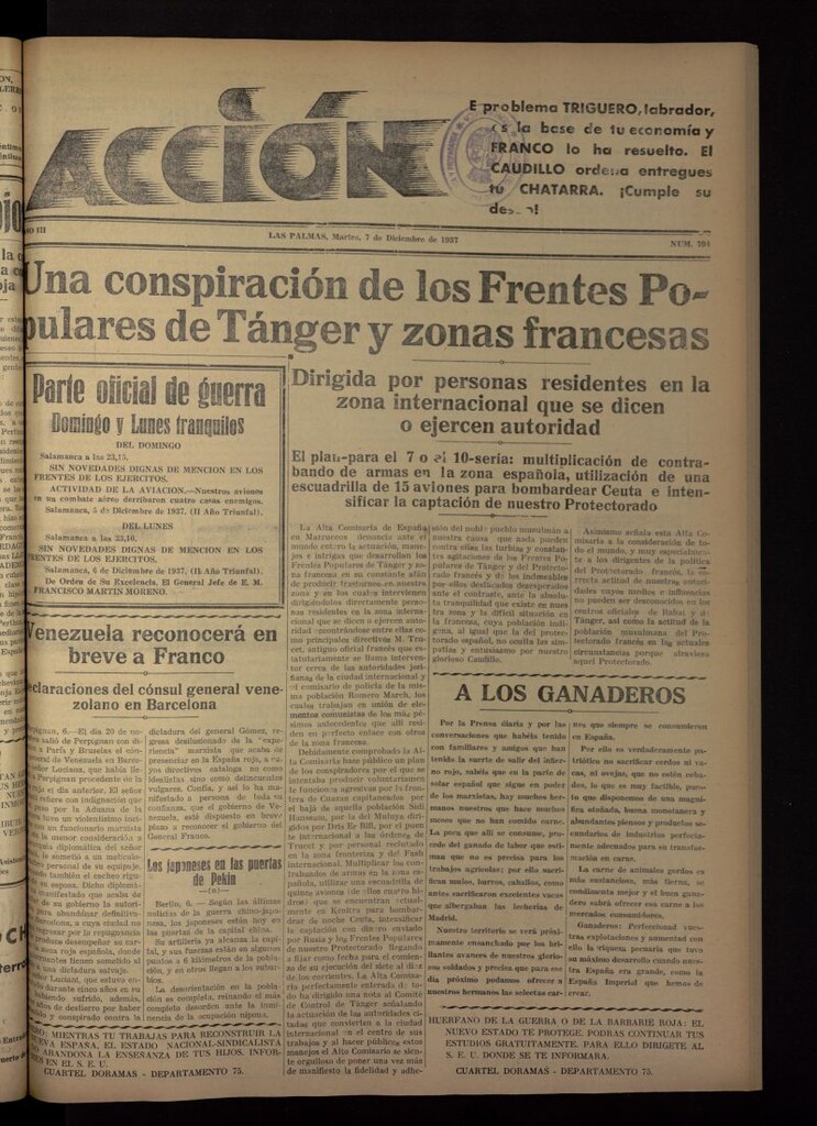 Miniatura de Acción (Las Palmas de Gran Canaria) del 7 de diciembre de 1937, nº 794