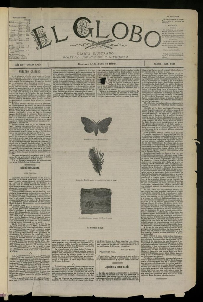 Miniatura de El Globo : diario ilustrado del 1 de julio de 1888
