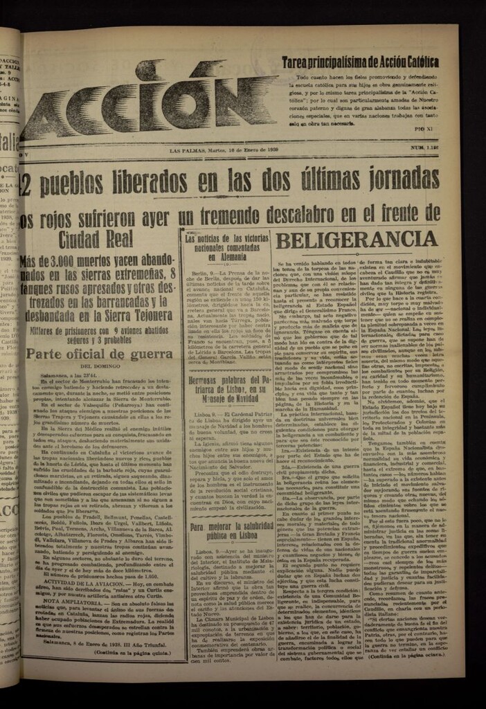 Miniatura de Acción (Las Palmas de Gran Canaria) del 10 de enero de 1939, nº 1132