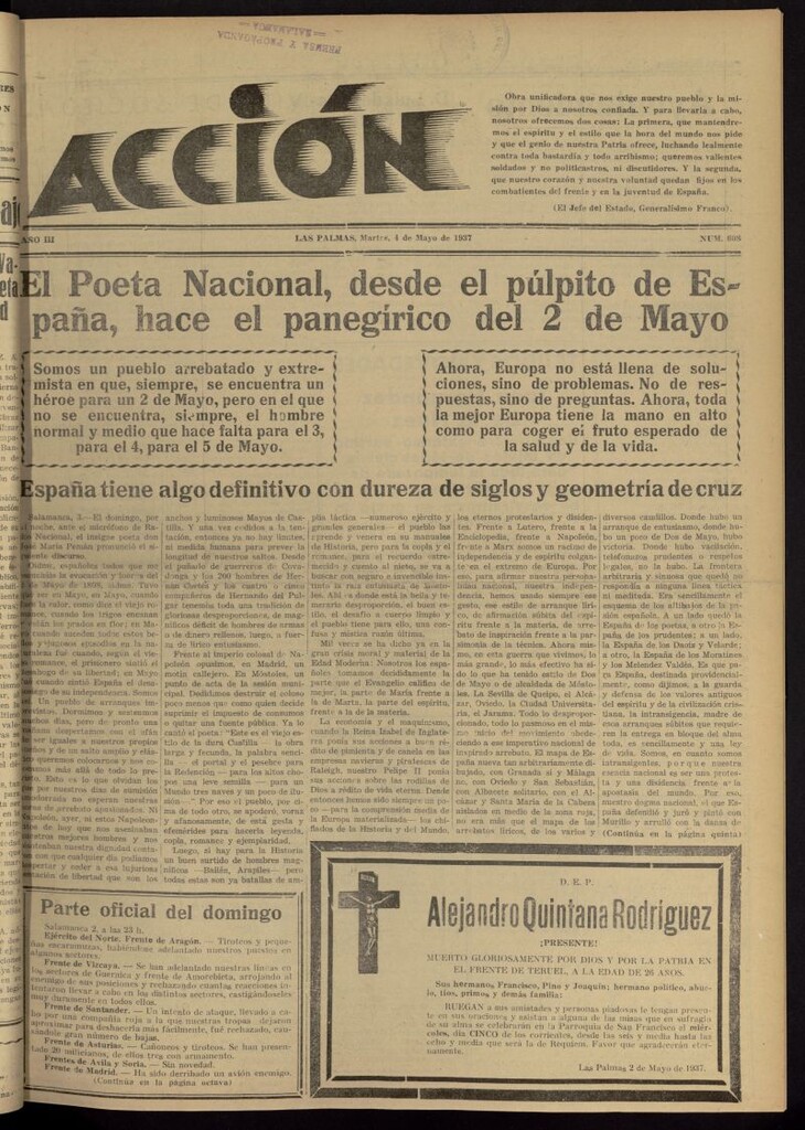 Miniatura de Acción (Las Palmas de Gran Canaria) del 4 de mayo de 1937, nº 608