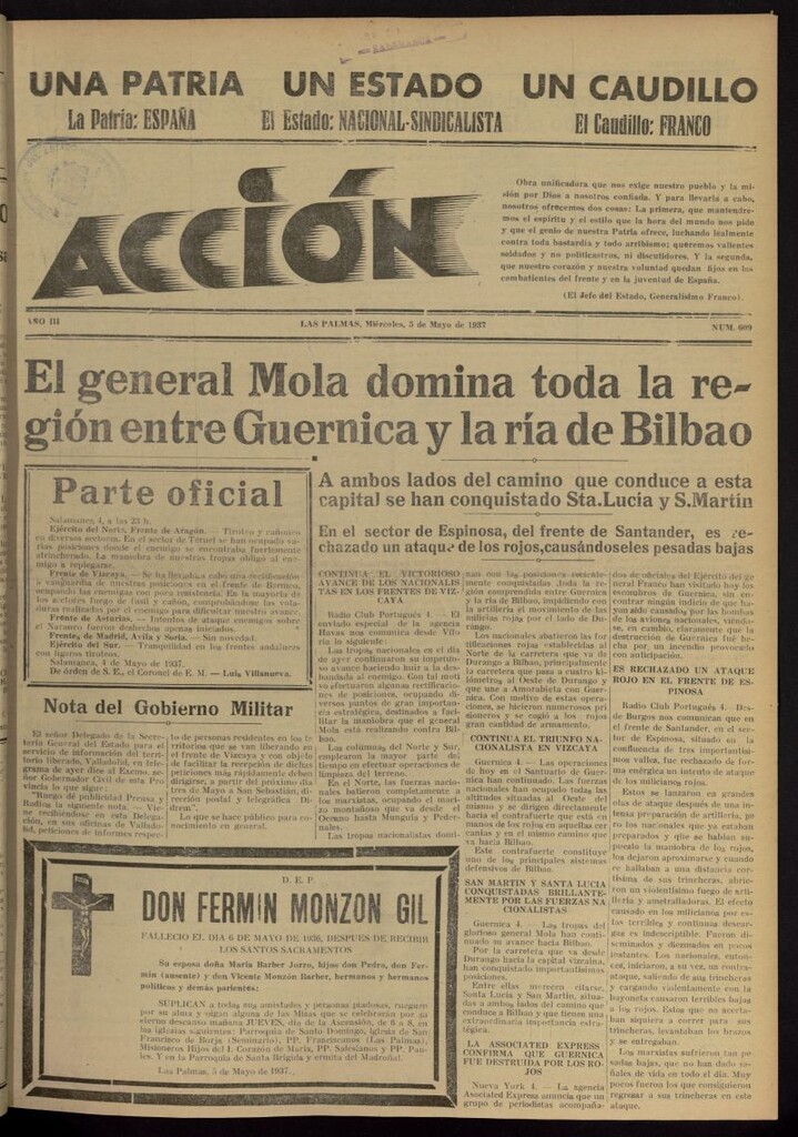Miniatura de Acción (Las Palmas de Gran Canaria) del 5 de mayo de 1937, nº 609