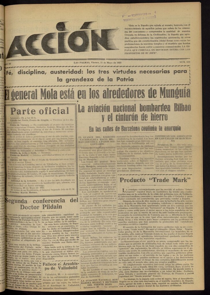 Miniatura de Acción (Las Palmas de Gran Canaria) del 21 de mayo de 1937, nº 623