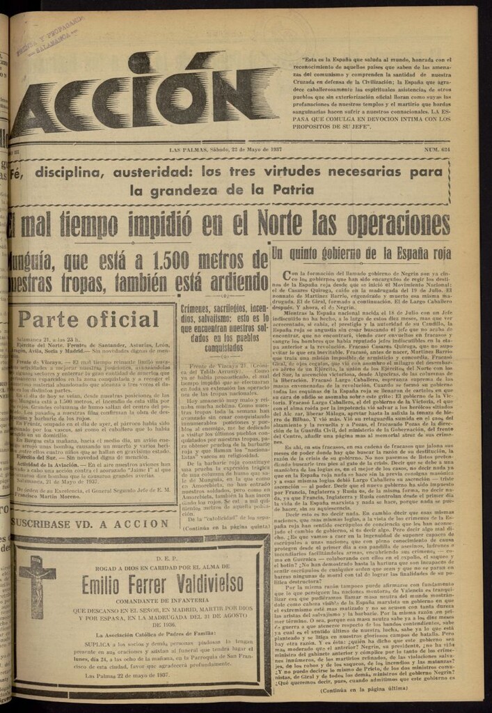 Miniatura de Acción (Las Palmas de Gran Canaria) del 22 de mayo de 1937, nº 624