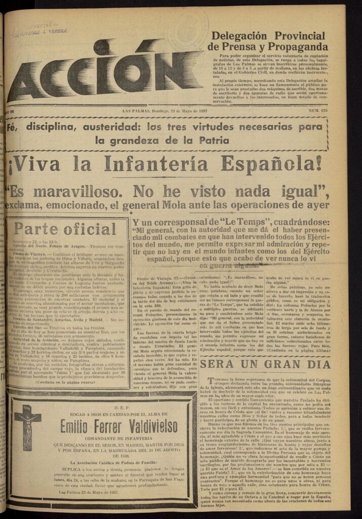 Miniatura de Acción (Las Palmas de Gran Canaria) del 23 de mayo de 1937, nº 625