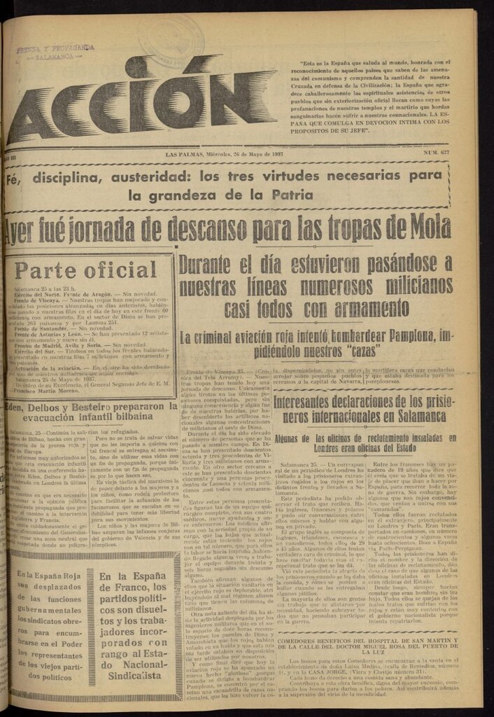 Miniatura de Acción (Las Palmas de Gran Canaria) del 26 de mayo de 1937, nº 627
