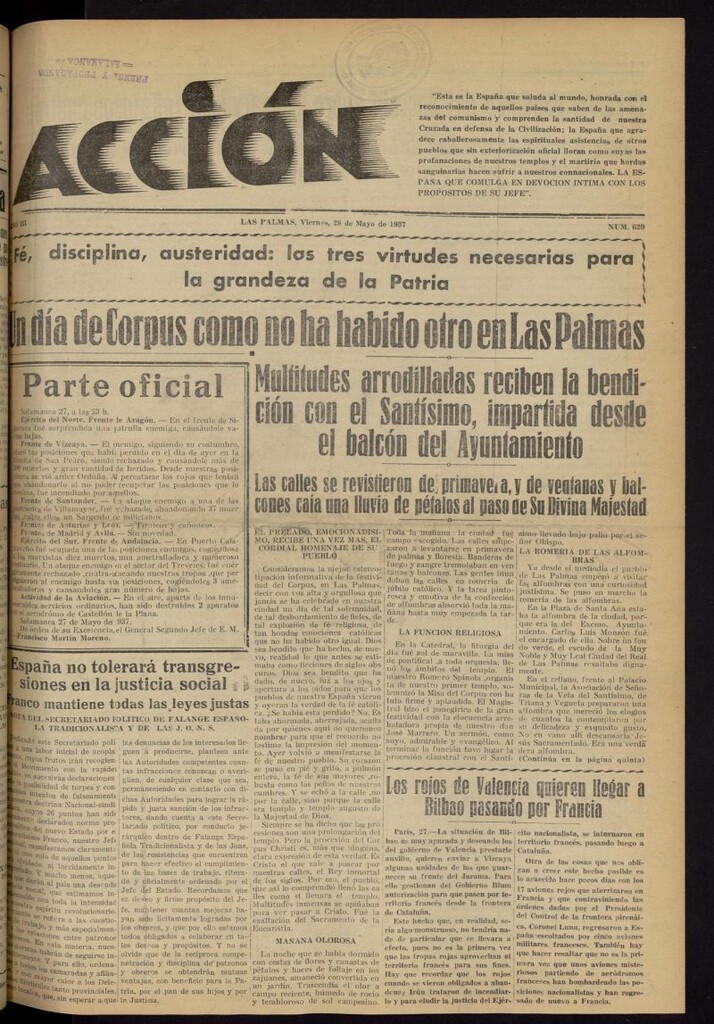 Miniatura de Acción (Las Palmas de Gran Canaria) del 28 de mayo de 1937, nº 629