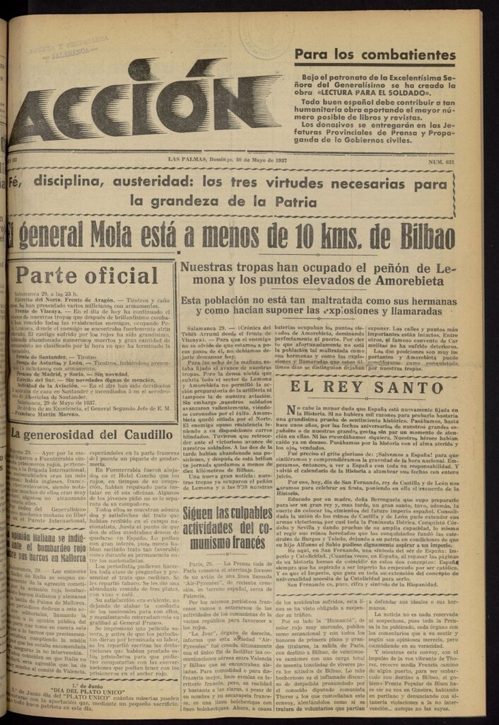 Miniatura de Acción (Las Palmas de Gran Canaria) del 30 de mayo de 1937, nº 631