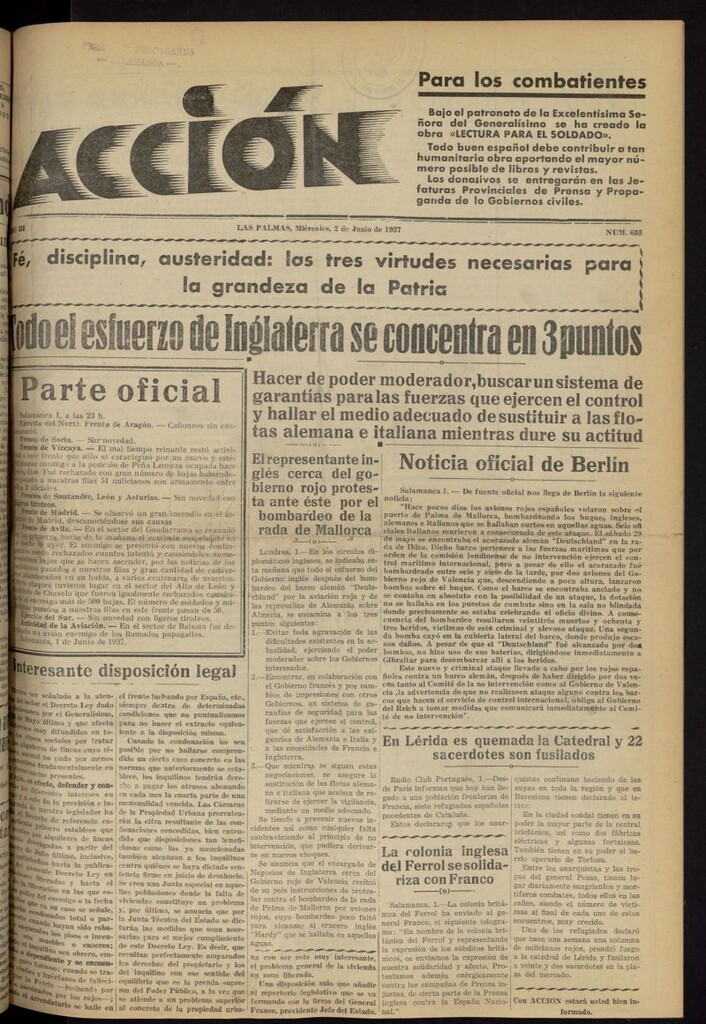 Miniatura de Acción (Las Palmas de Gran Canaria) del 2 de junio de 1937, nº 633