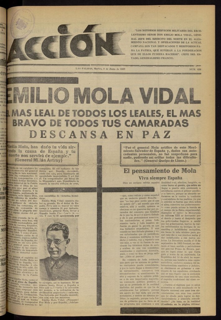 Miniatura de Acción (Las Palmas de Gran Canaria) del 8 de junio de 1937, nº 638