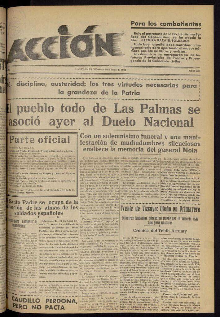 Miniatura de Acción (Las Palmas de Gran Canaria) del 9 de junio de 1937, nº 639
